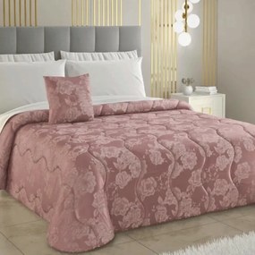 Trapunta matrimoniale in raso jacquard Lucrezia  Colore Rosa, Dimensioni e Misure Matrimoniale