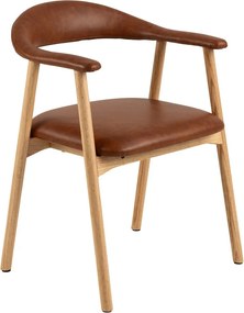 Sedia da pranzo marrone cognac/di colore naturale in similpelle Addi – Actona