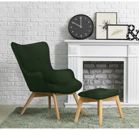 Poltrona con poggiapiedi verde scuro Niko – Ropez