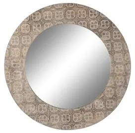 Specchio da parete DKD Home Decor 76 x 4 x 76 cm Cristallo Marrone Bianco Mandala Legno di mango Indiano Legno MDF Decapaggio