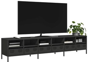Mobile Tv Nero 202x39x43,5 Cm İn Acciaio Laminato A Freddo /