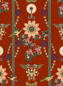Mindthegap Carta da parati Lin Yuan - Red/ Pink/ Green/ Yellow
