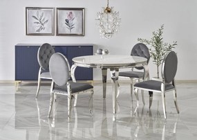 Tavolo rotondo Reginald effetto marmo bianco/argento ø120 cm