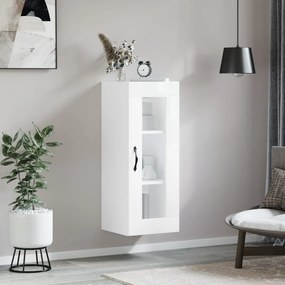 Mobile A Parete Bianco Lucido 34,5x34x90 Cm /