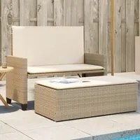 Panca da Giardino con Cuscini e Poggiapiedi Beige in Polyrattan 368411