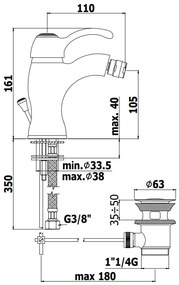 Paffoni Flavia Fa135 Miscelatore Monocomando Bidet con scarico automatico 1”1/4G Cromo