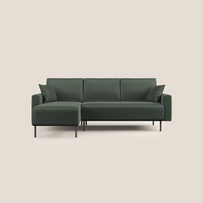 Arthur divano moderno angolare in velluto morbido impermeabile T01 verde