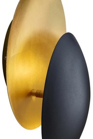 Lampada da parete moderna nera con oro 34,5 cm 2 luci - Sunrise