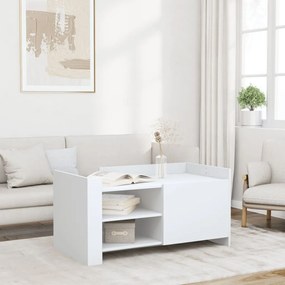 Tavolino Da Salotto Bianco 100x50x50 Cm İn Legno Multistrato /