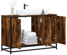 Mobile Lavabo Bagno Rovere Fumo 90x33x60 Cm Legno Multistrato /