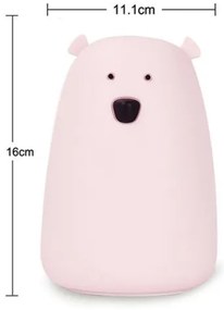 Lampada touch LED RGB  per bambini BEAR LED/0,8W/5V rosa + USB