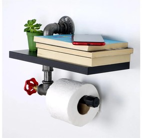 Porta carta igienica con ripiano BORU nero