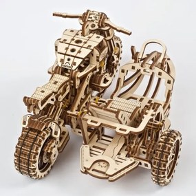 Ugears - 3D puzzle meccanico in legno Moto scrambler con carrello
