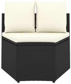 Set divani da giardino 7 pz con cuscini in polyrattan nero