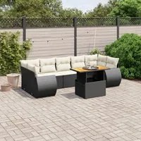 Set Divani da Giardino con Cuscini 8 pz Nero in Polyrattan 3272106