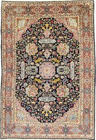 Kerman Tappeto 210 x 310 Blu (Iran) Annodato A Mano