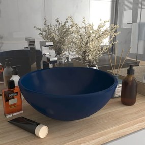 Lavandino Lusso Rotondo Blu Scuro Opaco 32,5x14 Cm İn Ceramica /