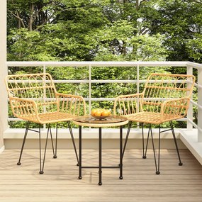 Set da Pranzo da Giardino 3 pz in Polyrattan