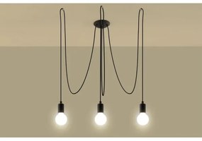 Sollux SL.0370 - Lampadario a sospensione con filo EDISON 3 3xE27/60W/230V ragno nero