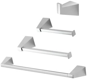 Set con appendino, porta rotolo e porta salviette a muro cromo Giza