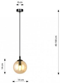 Lampada a sospensione COSMO 1 BL in acciaio e vetro E14 Colore del corpo Miele