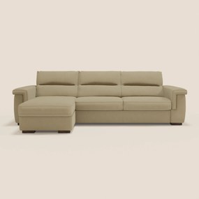 Magnolia divano letto angolare con Penisola Contenitore - Materasso H18 cm in tessuto smacchiabile T05 cammello