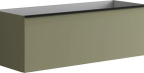 Mobile da bagno sospeso sotto lavabo Pixel plain 1 cassetto L 120 x H 40 x P 45.5 cm verde salvia laccato opaco, con maniglia nero opaco