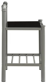 Comodino Grigio e Nero 45x34,5x62,5 cm in Metallo e Vetro