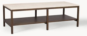 Tavolino da salotto in legno di quercia con piano in travertino Orwel
