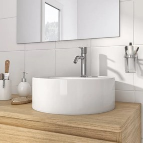 Lavabo da appoggio SENSEA tondo piletta non inclusa in ceramica bianco lucido piletta non inclusa