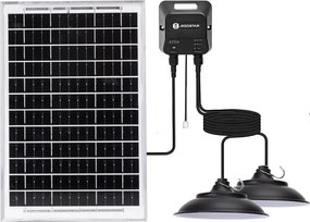 Aigostar - Lampadario solare LED con sensore 2x LED/35W/12V 6000 mAh 6500K Ø 15 cm