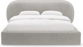 Letto matrimoniale imbottito grigio chiaro con contenitore con rete inclusa 180x200 cm Ovalo – Micadoni