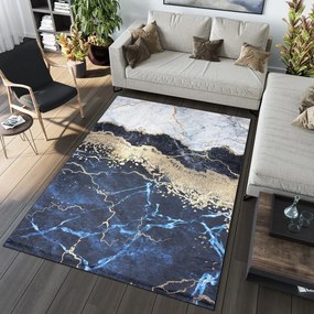 Tappeto blu di tendenza con motivo astratto Larghezza: 140 cm | Lunghezza: 200 cm