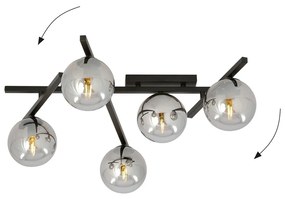 Lampadario da Soffitto in Acciaio e Vetro SMART 5 Nero 5xE14