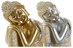 Statua Decorativa DKD Home Decor Argentato Dorato Buddha Resina (16 x 16 x 23 cm) (2 Unità)