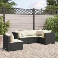 Set Divani da Giardino 5 pz con Cuscini Nero in Polyrattan 3308152