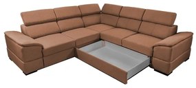 Divano angolare reversibile GRANADA trasformabile con contenitore, marrone