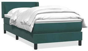 Giroletto A Molle Con Materasso Verde Scuro 90x220 Cm Velluto /
