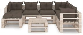 Set divani da giardino pallet 8 pz con cuscini in legno di pino