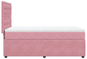 Giroletto a molle con materasso rosa 90x190 cm in velluto