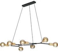 Lampada Sospensione Interno Rettangolare 7 Luci Nero Oro Cross GD Trio