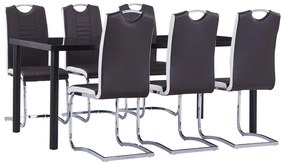Set Sala Da Pranzo 7 Pz İn Similpelle Marrone /