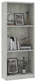 Libreria a 3 ripiani grigio cemento 40x24x108 cm in truciolato