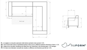 Divano angolare rosa allungabile e con contenitore (con penisola a destra/a L) Classy Sophie – Miuform