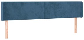 Testiera ad orecchio blu scuro 163x16x78/88 cm in velluto