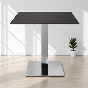 Tavolo bar pub ristorante 80x80 cm base argento Top esterno effetto marmo Nero H 75