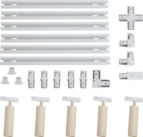 Sistema di illuminazione a binario moderno con 5 faretti bianco e beige monofase GU10 35mm - Iconic Jeana Luxe