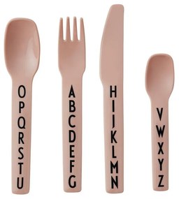 Set di 4 pezzi di posate rosa per bambini - Design Letters