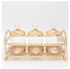 SET 3x Vaso di vetro oro