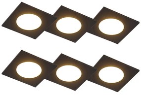 Set di 6 faretti da incasso neri con LED dimmerabile a 3 livelli IP65 - Simply